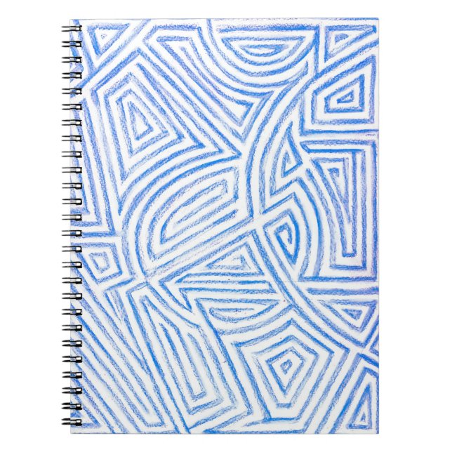 Carnet Motif "Maze" bleu et blanc (Devant)