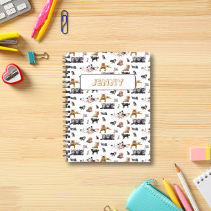 Carnet Motif mignon avec photos de Chats et chatons nom