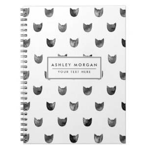Carnet Motif mignon chic noir et blanc de chat
