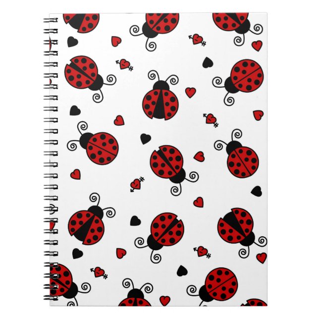 Carnet Motif mignon de coccinelle et de coeurs (Devant)