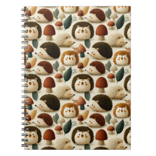 Carnet Motif mignon de hérisson et de champignon de la fo