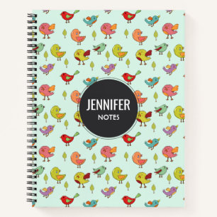 Carnet Motif mignon d'oiseaux Whimsical à main