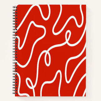 Carnet Motif minimaliste abstrait de lignes ondulées roug