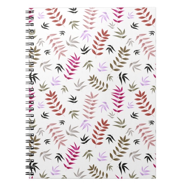 Carnet Motif moderne design en feuille rouge et rose (Devant)