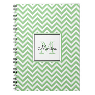 Carnet Motif moderne Sage Green Chevron avec Monogramme
