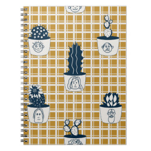Carnet Motif moderne sans couture avec cactus en pot, mig