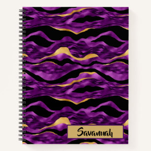 Carnet Motif monogrammé rayure de tigre noir or violet