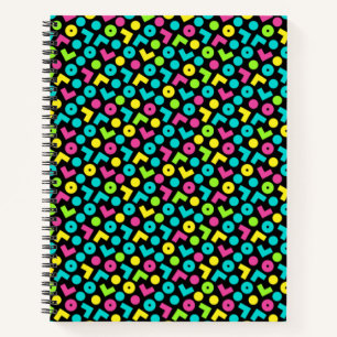 Carnet motif noir et néon rétro des années 80/90