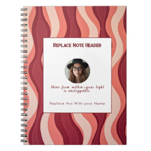 Carnet Motif ondulé rouge et crème personnalisé