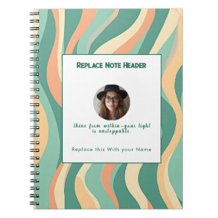 Carnet Motif ondulé vert et orange personnalisé