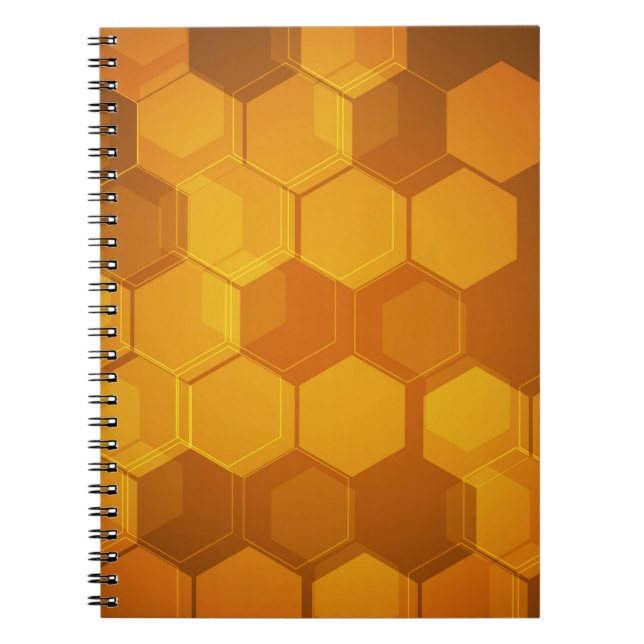 Carnet Motif orange d'hexagone de nid d'abeilles (Devant)
