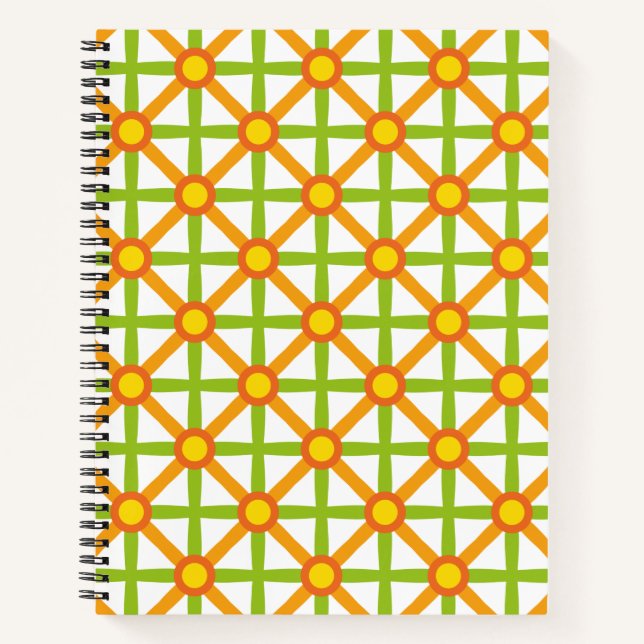 Carnet Motif orange et jaune inspiré par Retro (Devant)