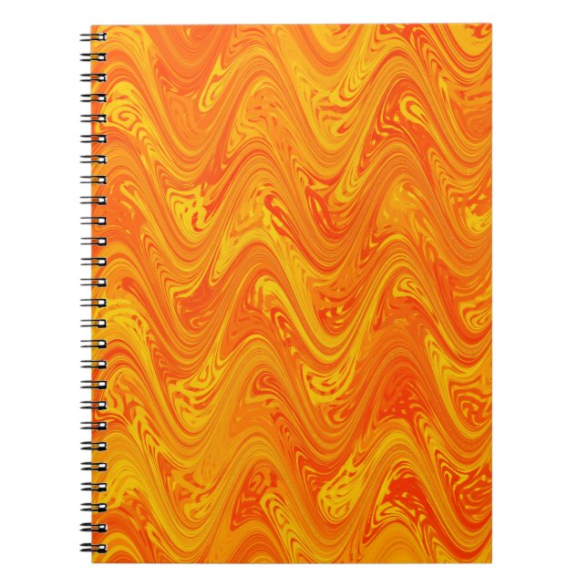 Carnet Motif orange jaune rouge marbré (Devant)