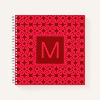 Carnet Motif Orné Rouge Clair Monogrammé