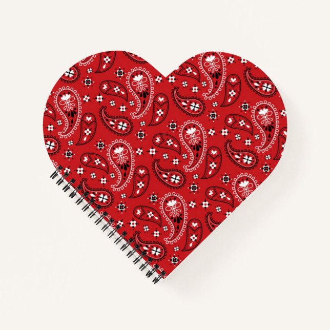 Carnet Motif Paisley avec Arrière - plan rouge-23214 (Devant)