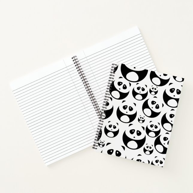 Carnet Motif Panda noir et blanc Kawaii (Intérieur)