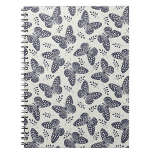 Carnet Motif papillon bleu foncé sur arrière - plan gris