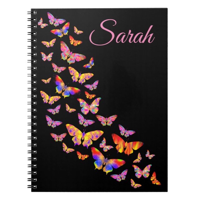 Carnet Motif papillon coloré personnalisé (Devant)