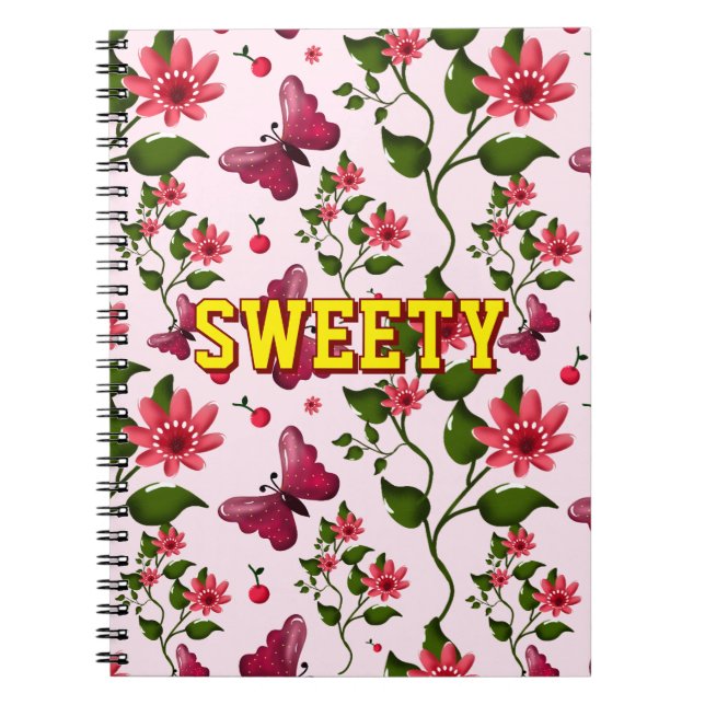 Carnet Motif papillon floral personnalisé  (Devant)