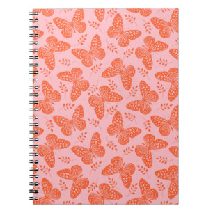 Carnet Motif papillon orange sur arrière - plan rose