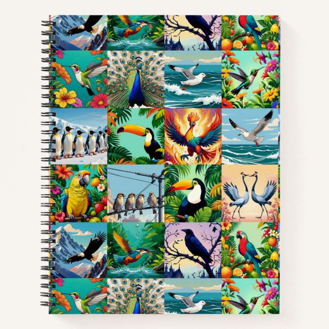 Carnet Motif patchwork d'oiseaux  (Devant)
