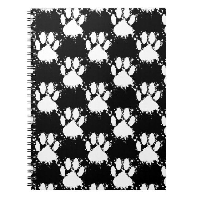 Carnet Motif Paw Chien Blanc Avec Paint Splatter (Devant)