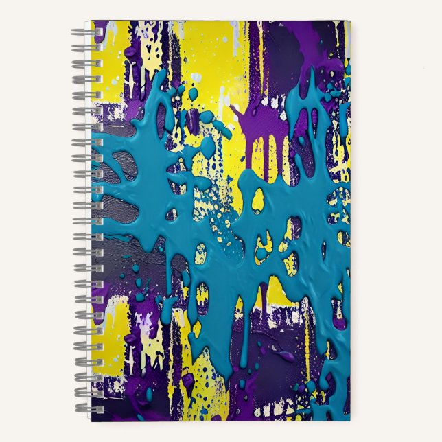 Carnet Motif peint en violet violet à motif turquoise (Recto)