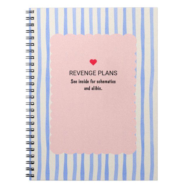 Carnet Motif personnalisé à rayures aquarelles bleues (Devant)