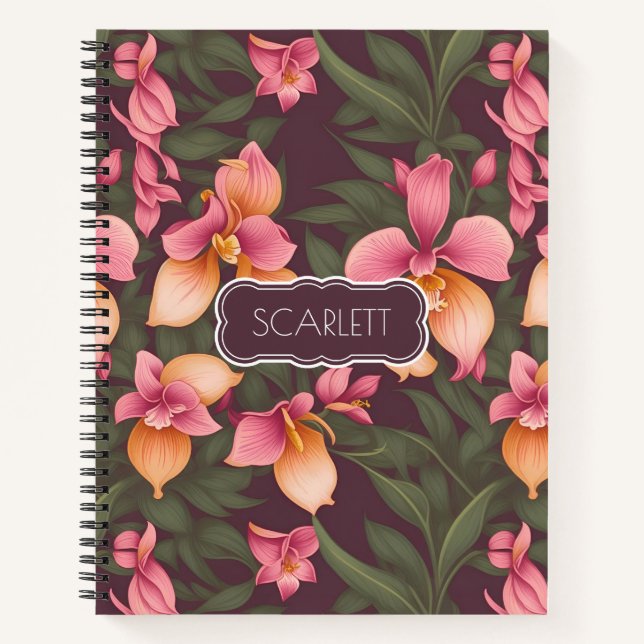 Carnet Motif personnalisé couleur orchidée (Devant)