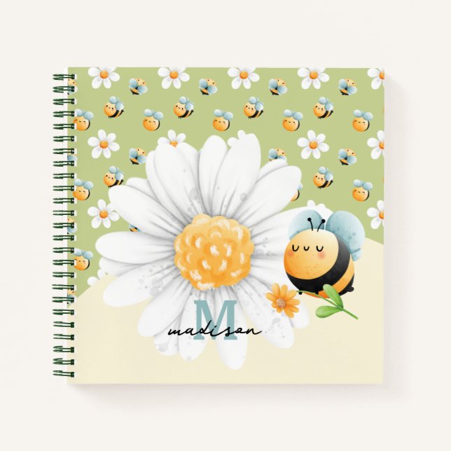 Carnet Motif personnalisé d'abeille mignonne (Devant)