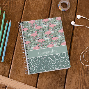Carnet Motif personnalisé de flamants roses mignons et de