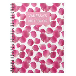 Carnet Motif personnalisé de pétales de rose rose