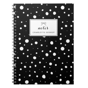 Carnet Motif Personnalisé des gouttes de neige noir et bl
