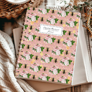 Carnet Motif personnalisé en nid d'abeilles miel floral r