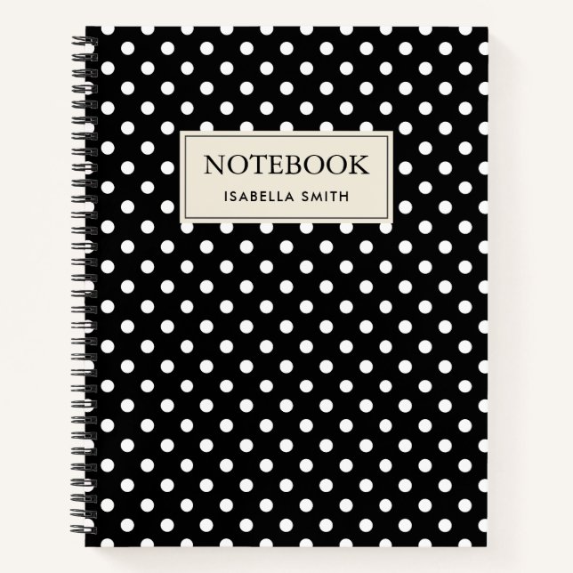 Carnet Motif Pois Blanc Noir et blanc (Devant)
