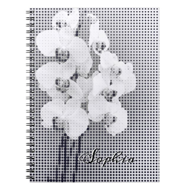 Carnet Motif Pois d'orchidée graphique personnalisable (Devant)