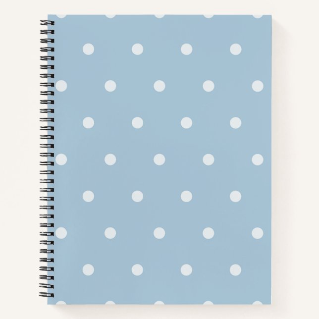 Carnet Motif Polka bleu douillet, impression pointillée b (Devant)