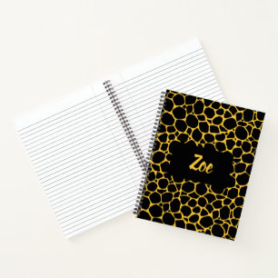 Carnet Motif poster de animal noir et moutarde