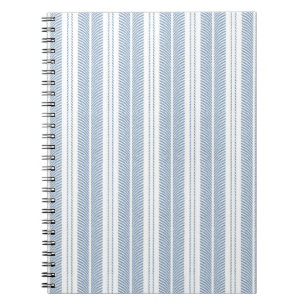 Carnet Motif rayé à chevrons bleu doux et fougère