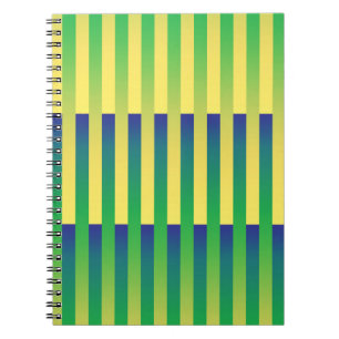 Carnet Motif rayé vert jaune bleu