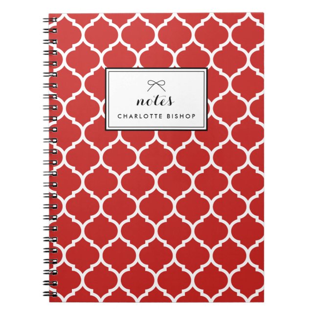 Carnet Motif Red Quatrefoil personnalisé (Devant)