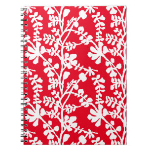 Carnet Motif répété Floral Rouge Et Blanc