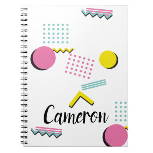 Carnet Motif rétro Memphis des années 90 avec nom personn