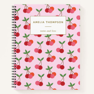 Carnet Motif rétro personnalisé rose cerisier Fruit rouge