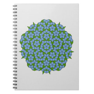 Carnet Motif Rhombus Penrose vert et bleu