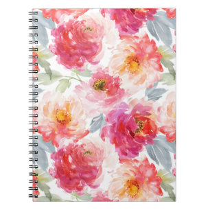 Carnet Motif rose Aquarelle Peony