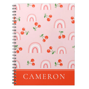 Carnet Motif rose arc-en-ciel cerise