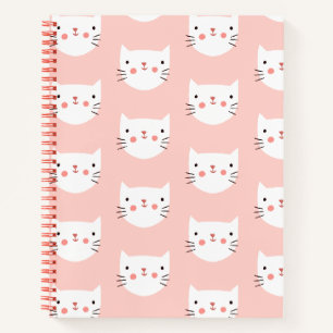Carnet Motif rose chat blanc mignon