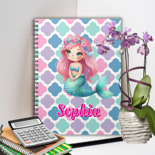Carnet Motif rose de sirène personnalisé