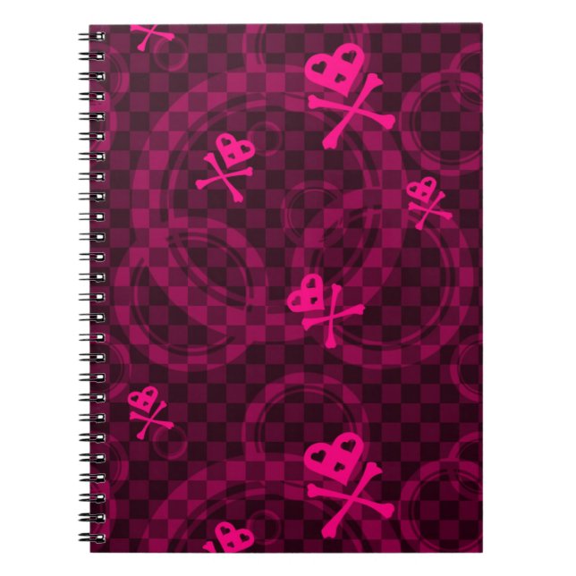 Carnet Motif rose d'Emo avec des cercles (Devant)